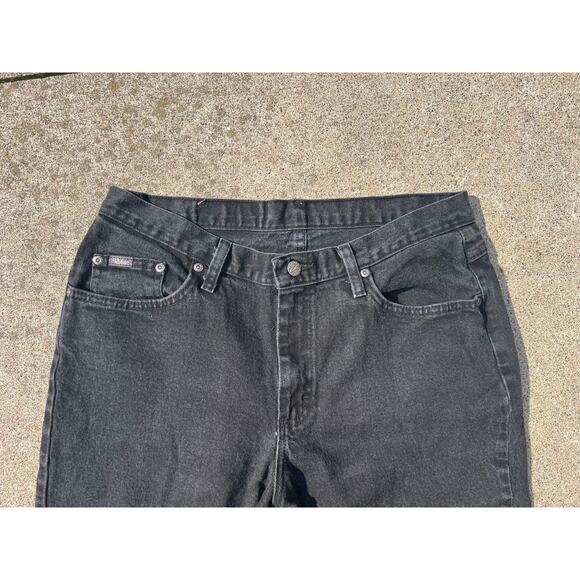 Vintage Riders by Lee Pants Women Size 14L Black Denim Straight Leg Jeans Grunge - Picture 3 of 7